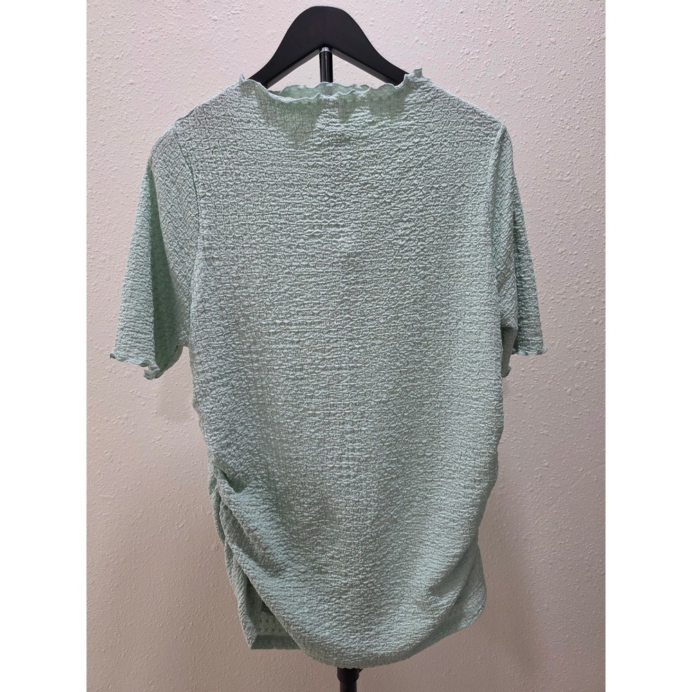 A New Day Light Green Textured Mock Neck Ruched Side Top XXL G9K045
